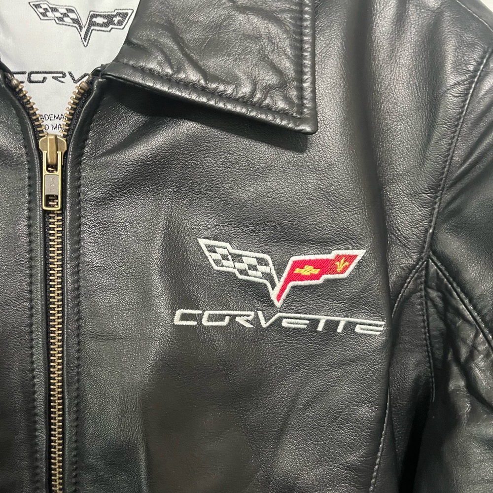 Corvette Black Leather Bomber Jacket - image 2